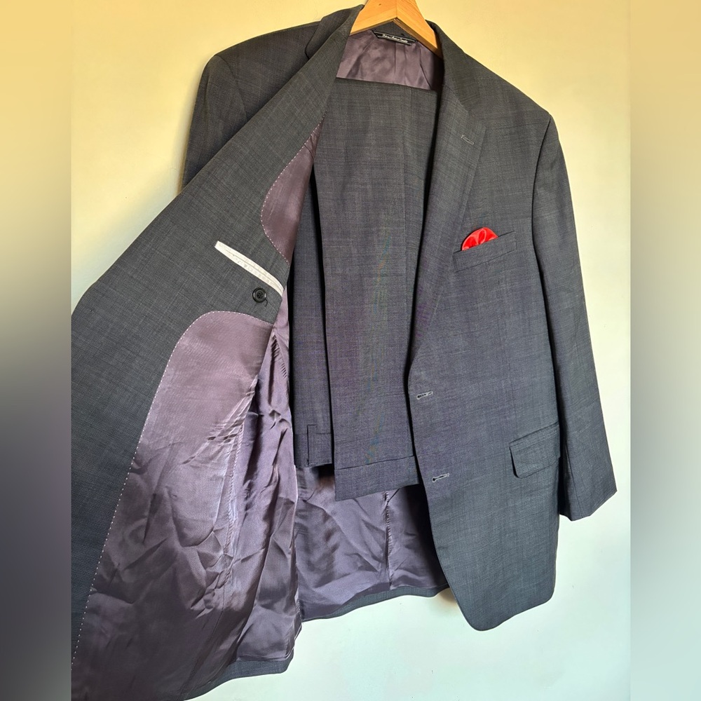 Jack Victor 2 Piece Suit Blazer 42R Pants 36R Cuffed Italy Wool Preppy Pockets